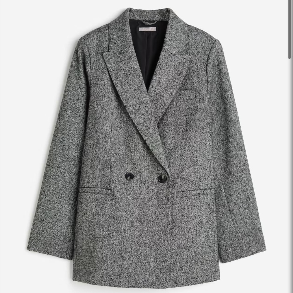 H&M Oversized double breasted Blazer in Grey Melange S. Trouser size12